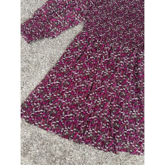 Draper James Long Sleeve Smocked Mini Dress Womens Plus 1X Pink Purple Floral - Picture 11 of 13